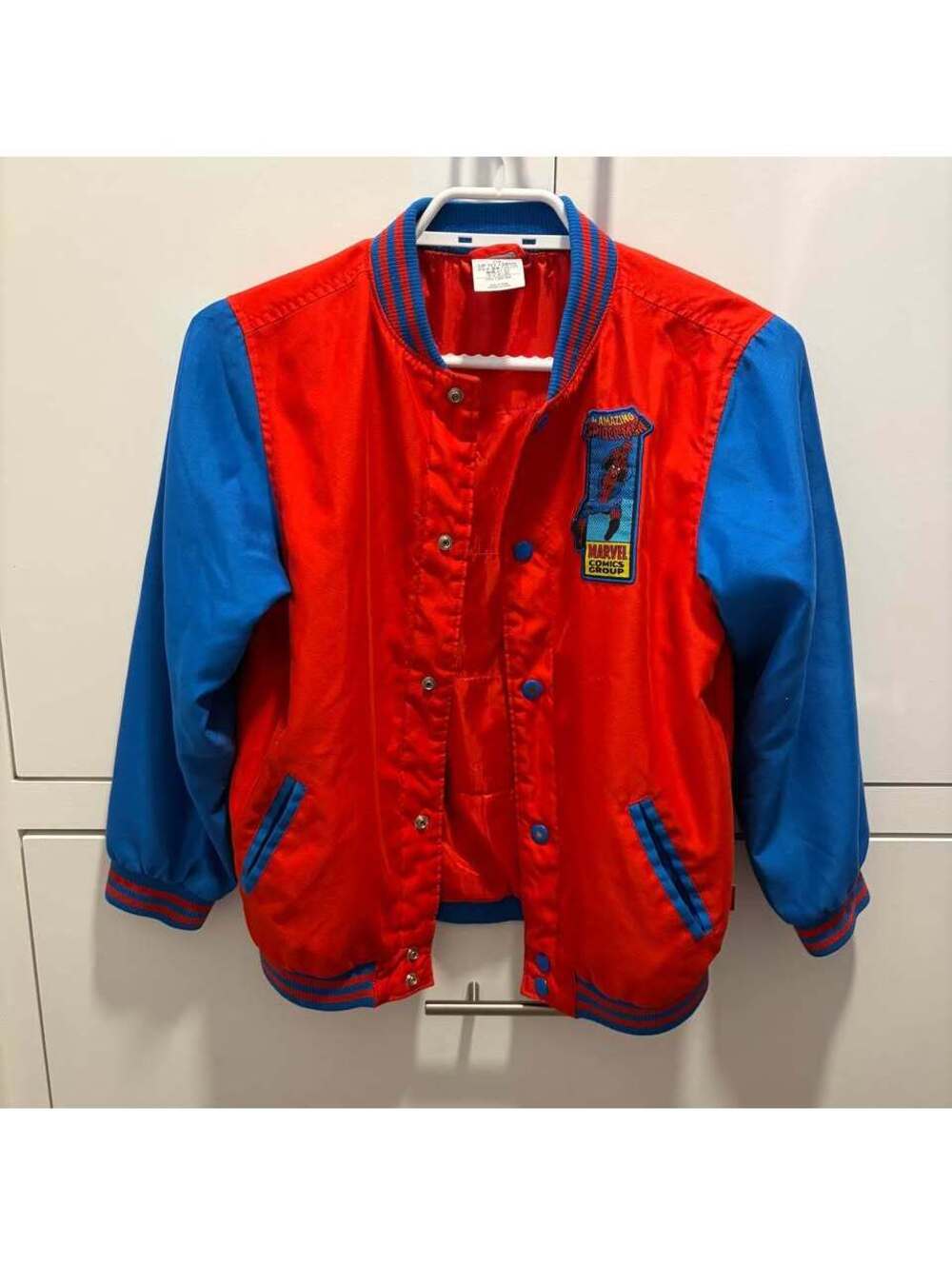 Disney Store Marvel Spider-Man Kids Varsity Jacket Size 7/8